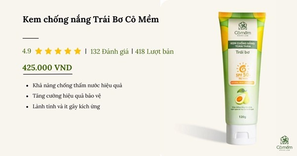 Kem chống nắng body Trái bơ Cỏ Mềm