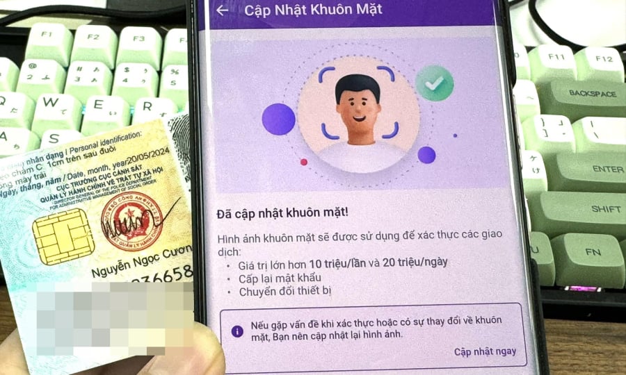 Từ thời điểm 1/7/2024, tất cả các giao dịch chuyển khoản có giá trị trên 10 triệu đều phải được xác thực sinh trắc học bằng vân tay hoặc khuôn mặt.