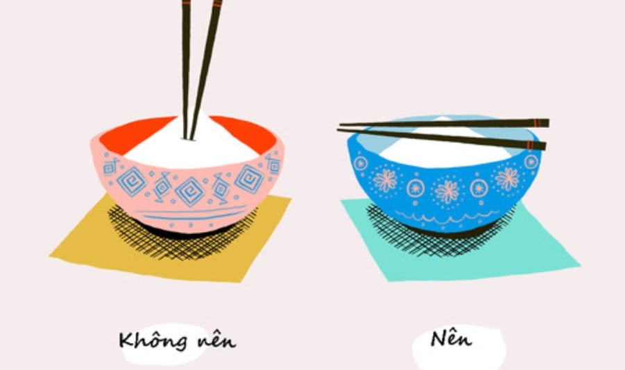 Không cắm đũa thẳng