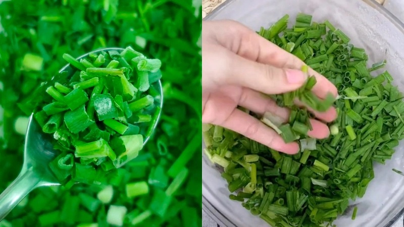 Để bảo quản hành lá được lâu hơn, bạn hãy thử cắt nhỏ hành lá ra