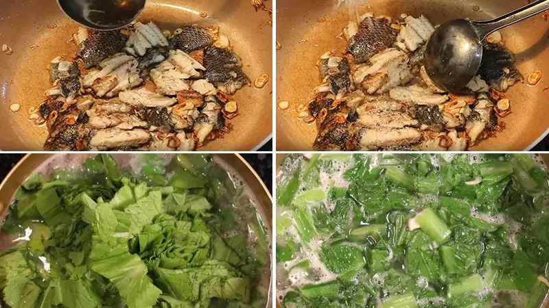Nấu canh cá rô rau cải