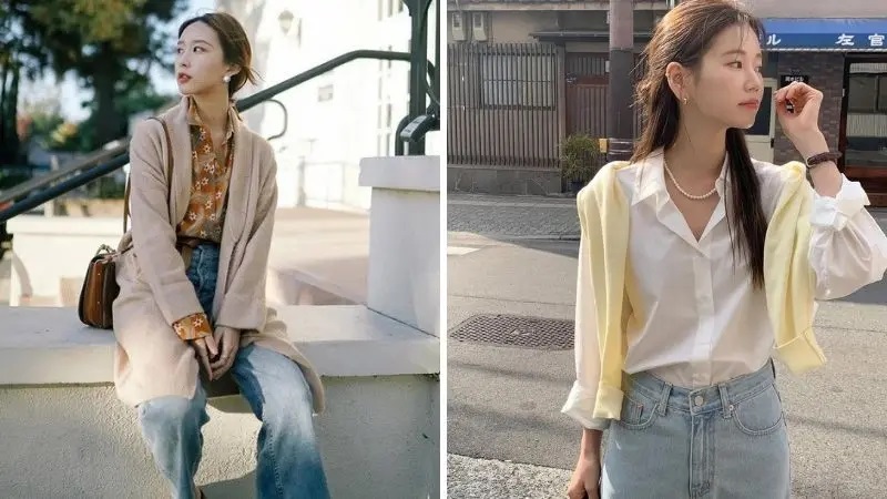 Tận dụng những chiếc áo sơ mi công sở để có một set đồ đi chơi, du lịch thu hút, thời thượng bằng cách khoác bên ngoài bởi một chiếc áo cardigan.