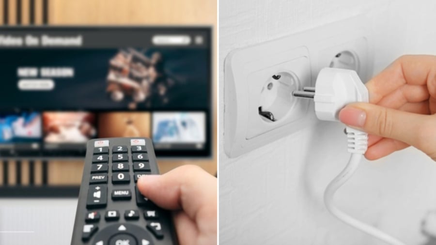Tắt tivi bằng điều khiển chỉ đưa thiết bị về chế độ chờ, vẫn làm tiêu hao một lượng điện năng nhất định.
