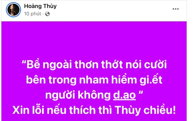 Hoàng Thuỳ tức giận vì ai đó, thẳng thắn tuyên bố: 'Thích thì chiều'