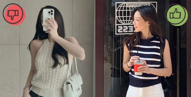 Mẫu áo dệt kim cổ yếm hở vai, lộ rõ phần xương quai xanh này lại khá 
