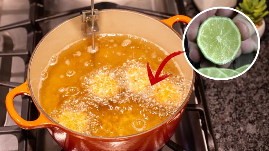 Vắt chanh vào chảo dầu trước khi chiên rán sẽ giúp dầu không bị bắn ra ngoài.