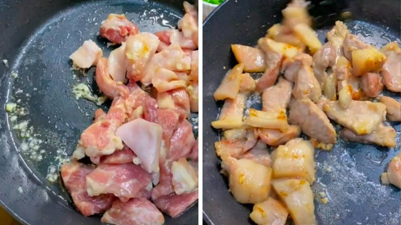 Xào thịt ba chỉ