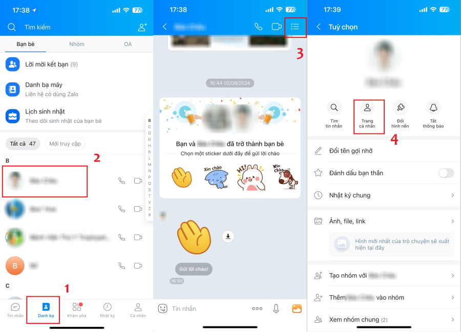 Truy cập vào cuộc trò chuyện tin nhắn trên Zalo để xem thông tin cá nhân.