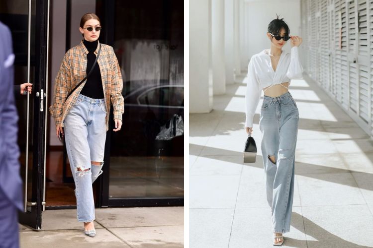 Muốn có được vẻ ngoài thanh lịch và tinh tế khi mặc quần jeans, chị em không nên chọn phiên bản jeans rách
