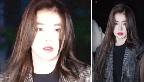 Nước da trắng, son môi đỏ và lens mắt xám của Irene ngay lập tức gây sốt. 