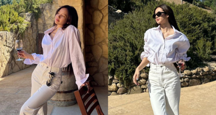 Cô nàng mix áo sơ mi và quần jeans ống đứng cùng tông màu trắng đã tạo nên bộ Shbet999 com đăng nhập tươi trẻ xen lẫn nét thanh lịch.