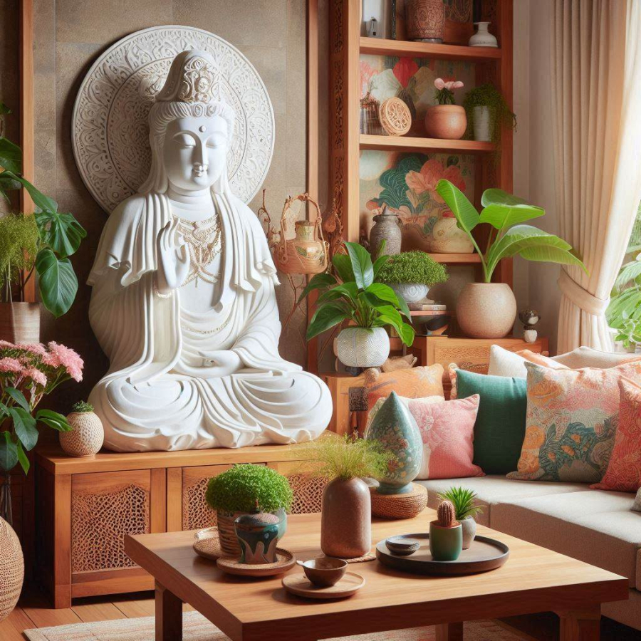 Tượng Phật Bà Quan Âm được xem như một vật phẩm mang lại những điềm cát tường, tạo ra không gian bình an cho Shbet111 slot, casino, thể thao, xổ số