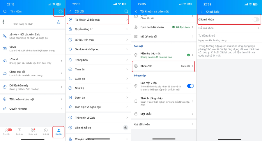 Cách đặt mã khóa cho ứng dụng Zalo. Bạn sẽ cần nhập mã khóa mỗi khi mở ứng dung nếu bật tính năng dùng mã khóa.