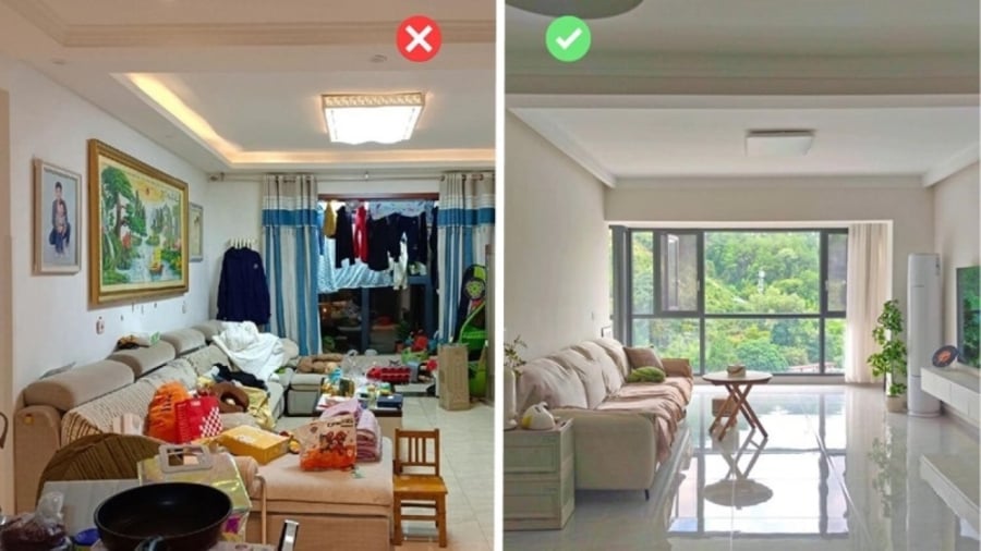 Chất đống đồ đạc bừa bộn