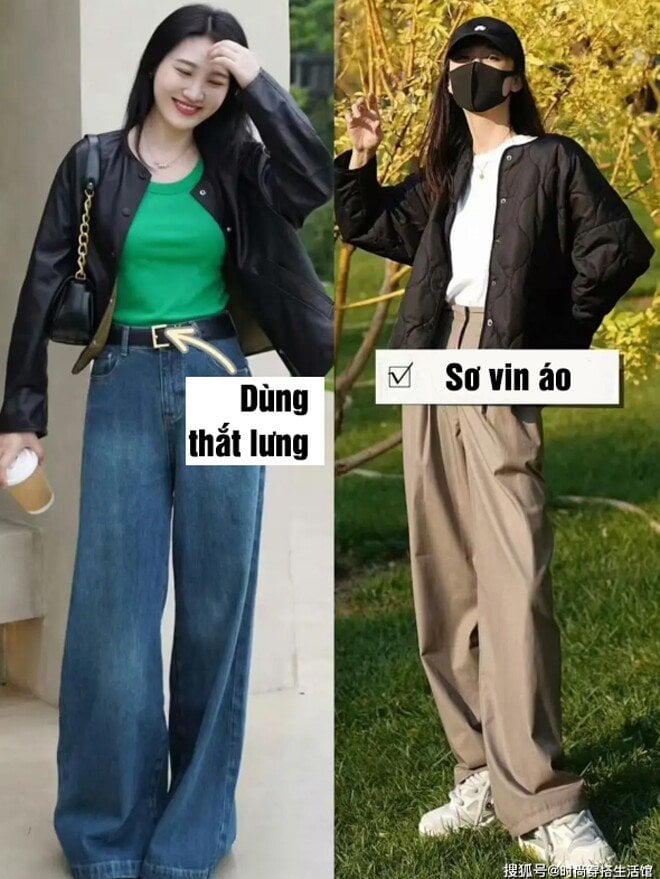 Sơ vin áo để điều chỉnh vị trí của vòng eo, nhằm đạt hiệu quả kéo dài chân.