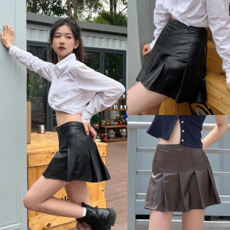 Áo crop top là lựa chọn hoàn hảo khi đi cùng váy xếp ly cạp cao, giúp khoe khéo vòng eo