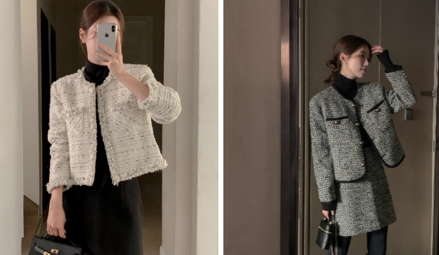 Áo khoác vải tweed là món đồ thời trang rất được yêu thích, đặc biệt trong mùa lễ hội và dịp Tết. 