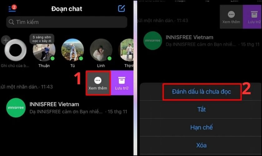 Bạn chỉ cần trượt thanh tròn đó sang bên trái để tắt đi chế độ “đã xem”.