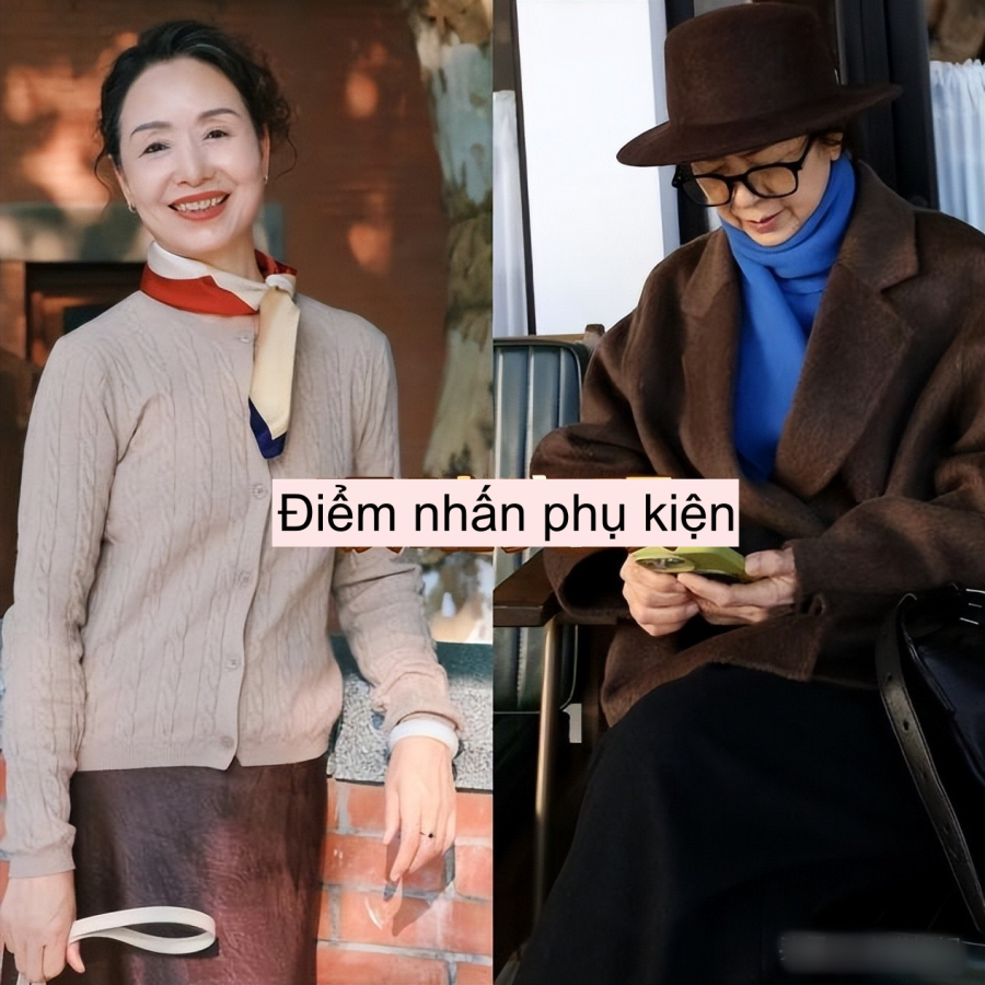 Một chiếc khăn màu đỏ trên nền áo dạ xám sẽ làm nổi bật phong cách mà vẫn giữ được sự tinh tế.