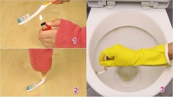 Bồn cầu có những vị trí hẹp khó vệ sinh bằng các dụng cụ thông thường. 