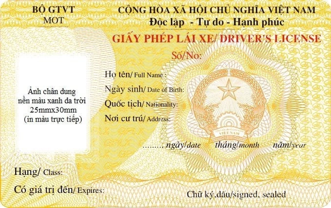 Mẫu GPLX áp dụng từ 1/1/2025 đến hết 31/12/2025