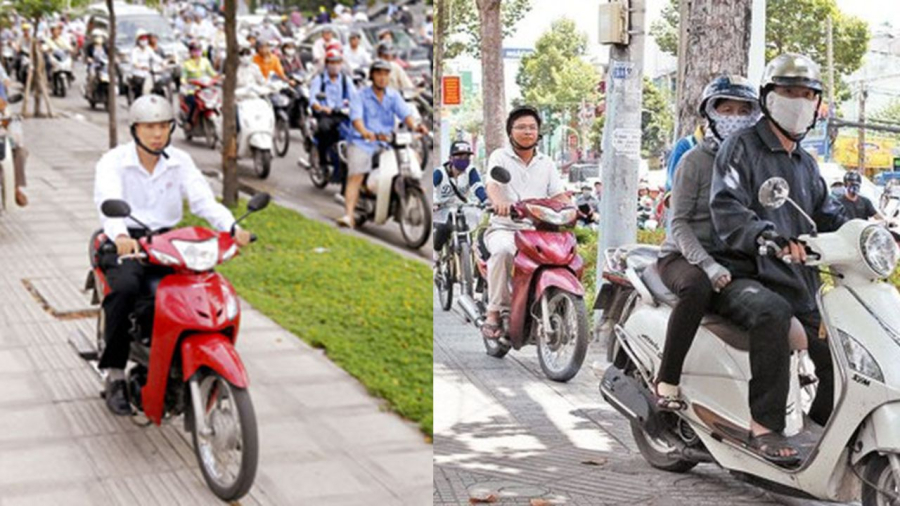 Đi xe máy trên vỉa hè sẽ bị phạt nặng