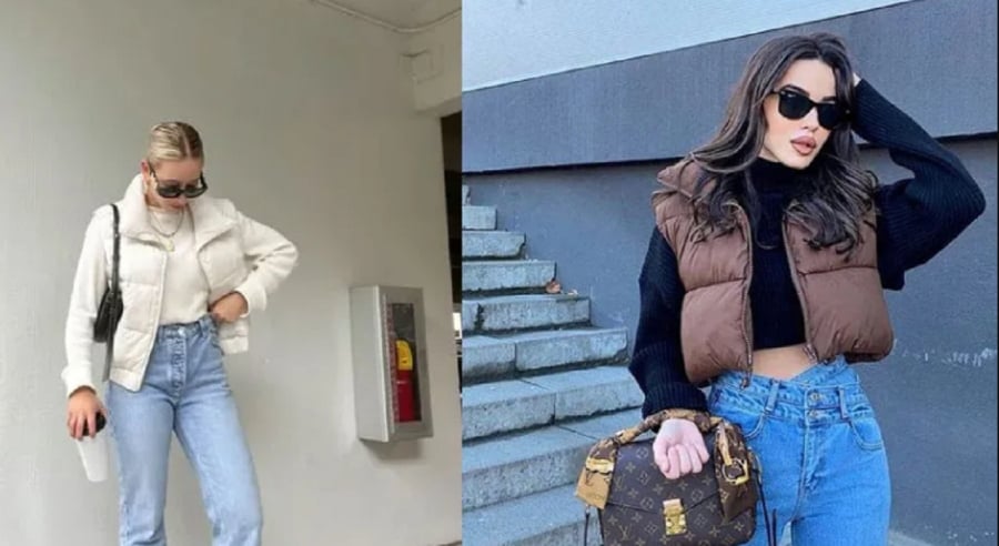 Kết hợp áo gile phao với áo sweater là một lựa chọn lý tưởng trong mùa đông.
