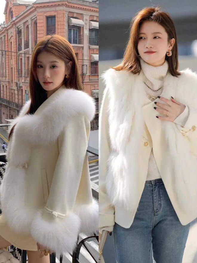 Kết hợp giữa chất liệu dạ và lông thú, kiểu áo này mang đến sự hài hòa giữa vẻ ngoài thanh lịch và sự ấm áp.