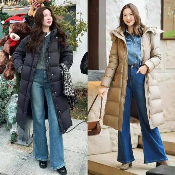 Kiểu phối thứ hai dành cho những cô nàng có dáng cao là áo khoác dài kết hợp với quần jeans dài. 