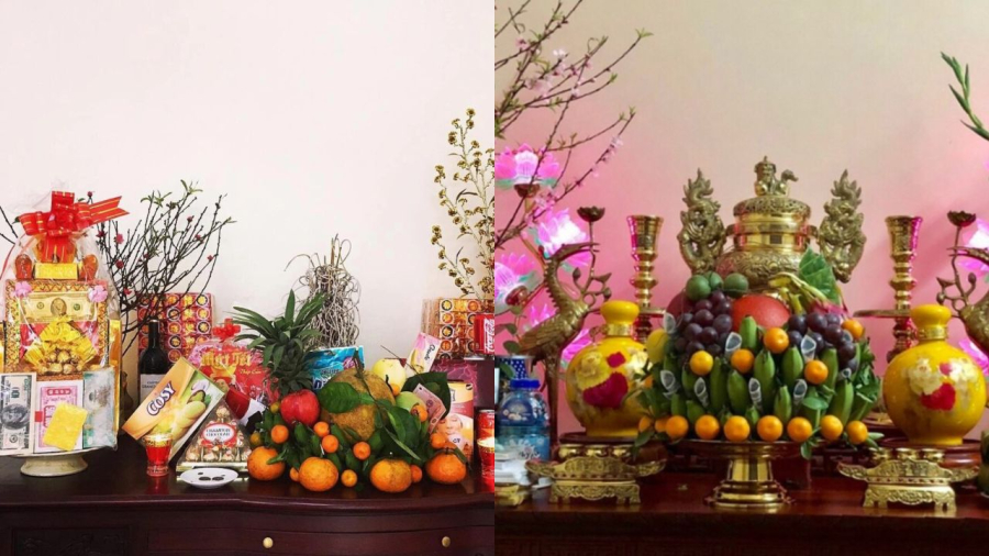 Ban thờ ấm áp gọn gàng thơm mùi trầm hương con cháu có lộc