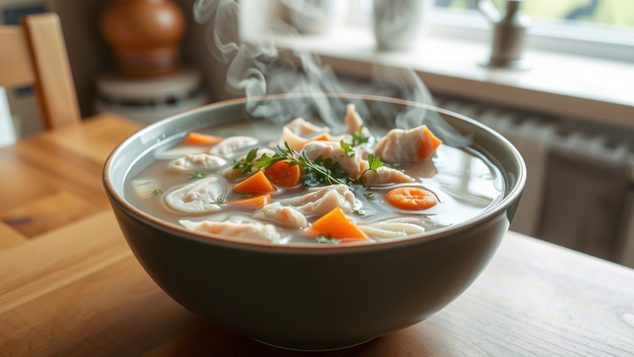 Canh gà là Shbet0099 cá cược trực tuyến bổ dưỡng, khi thịt gà được nấu chín sẽ tiết ra một loại axit amin mang tên cysteine