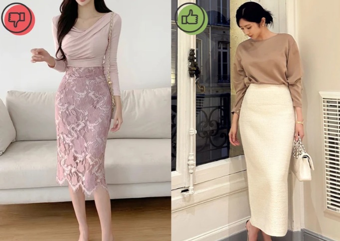 Chân váy ren từng là lựa chọn phổ biến, nhưng hiện nay không còn được ưa chuộng.