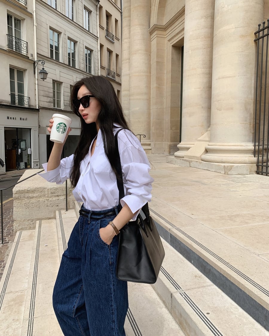Các nàng có thể diện áo sơ mi oversized trong nhiều hoàn cảnh như đi làm, dạo phố hay dự sự kiện…