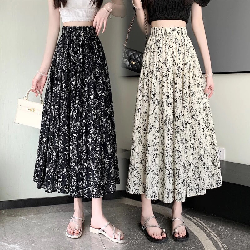 Một trong những item nổi bật được các tín đồ thời trang yêu thích chính là chân váy dài họa tiết