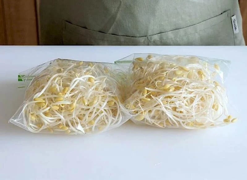 Cho giá đỗ vào hộp kín hoặc túi zip để tránh không khí và vi khuẩn xâm nhập
