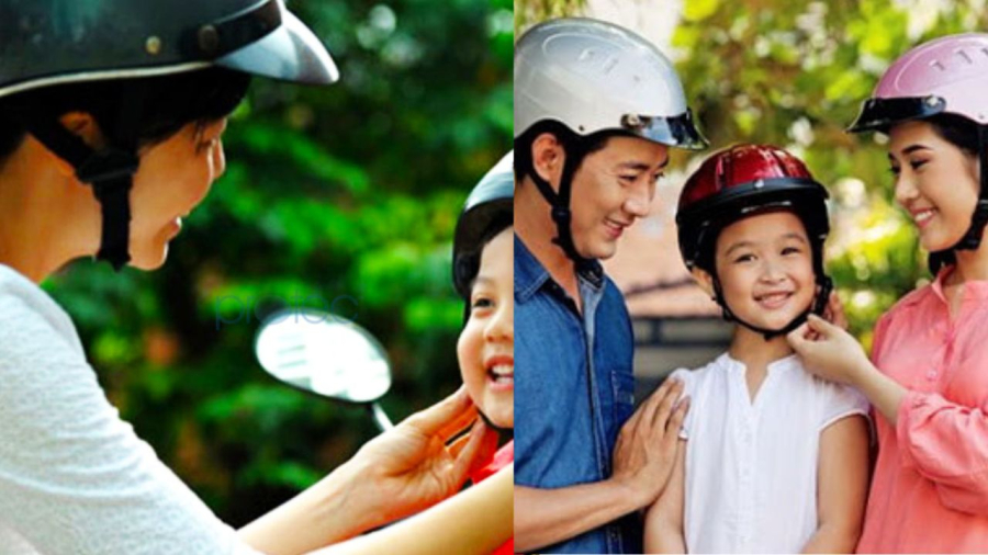 Nhưng đội mũ bảo hiểm phù hợp sẽ an toàn hơn khi cho trẻ ra đường