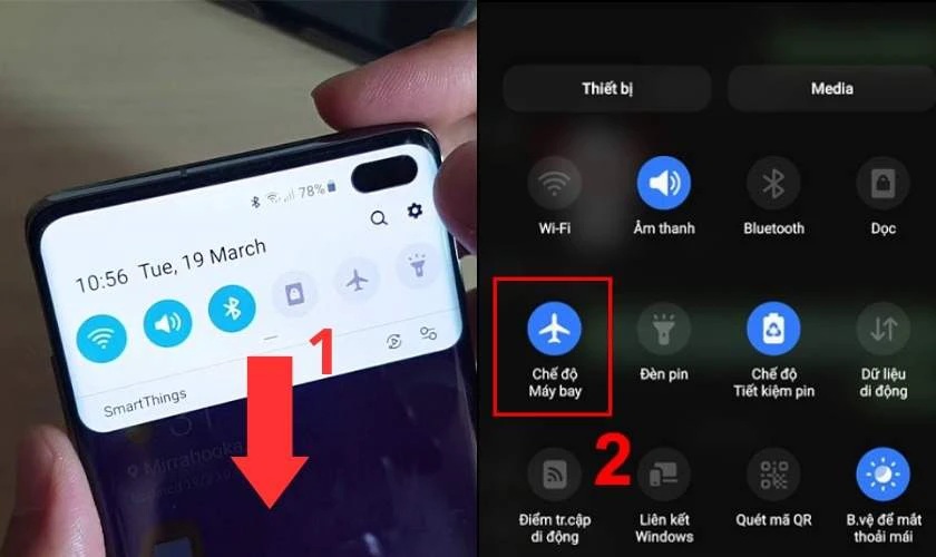 Bật/tắt chế độ máy bay cũng là một cách để khởi động lại máy và đường truyền mạng