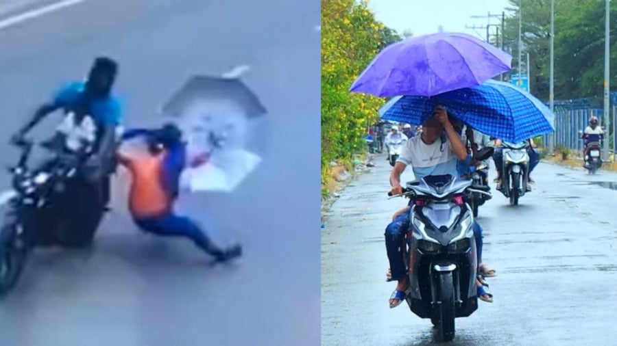 Cầm ô dù ngồi trên xe máy bị xử phạt, khi gây tai nạn thì mức phạt cao hơn nhiều lần