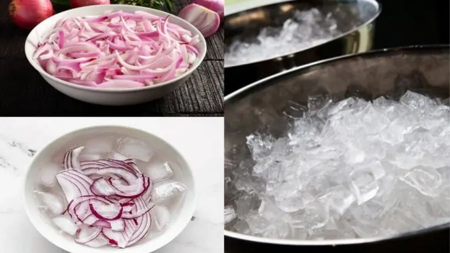 Thả hành tây vào bát nước đá: Đơn giản nhưng mang lại tá công dụng, không làm quá phí