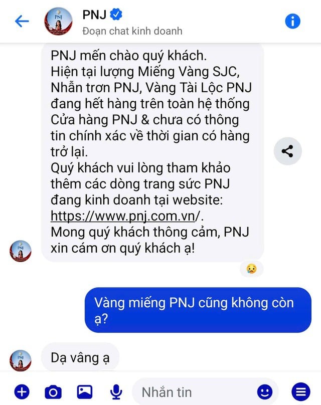 Công ty PNJ thông báo