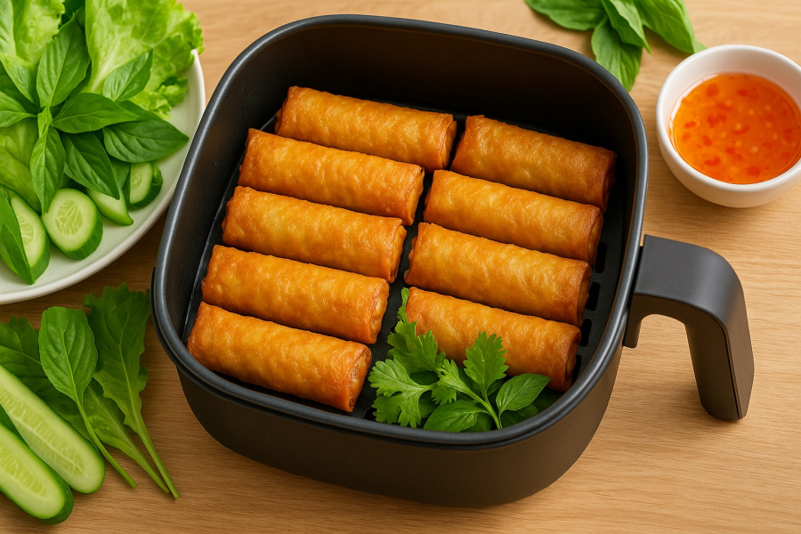 Làm sao để nem rán bằng nồi chiên không dầu vẫn giữ được độ giòn rụm như rán bằng chảo?