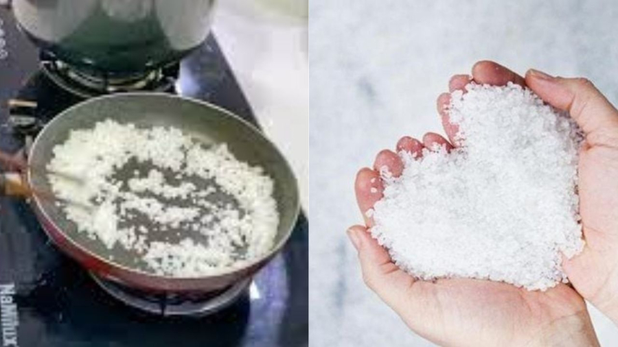 Thay vì dùng muối biển thô, bạn hãy rang chúng lên trước khi dùng
