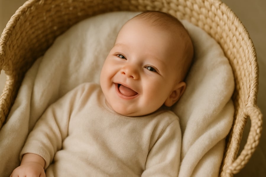 Em bé với khuôn mặt hài hòa, từ đôi mắt, môi đến gò má đều thể hiện sự cân đối và may mắn trong Shbet16 chơi game trực tuyến.