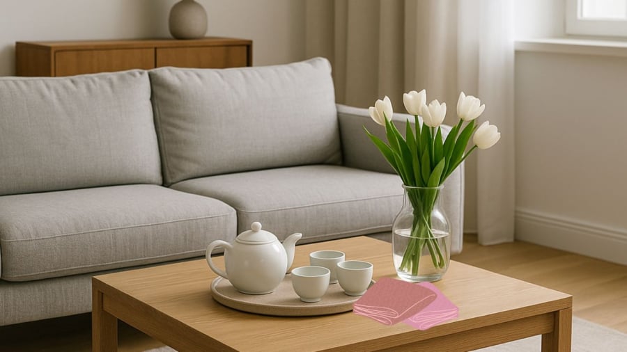 Khăn lau bẩn không đặt trên bàn