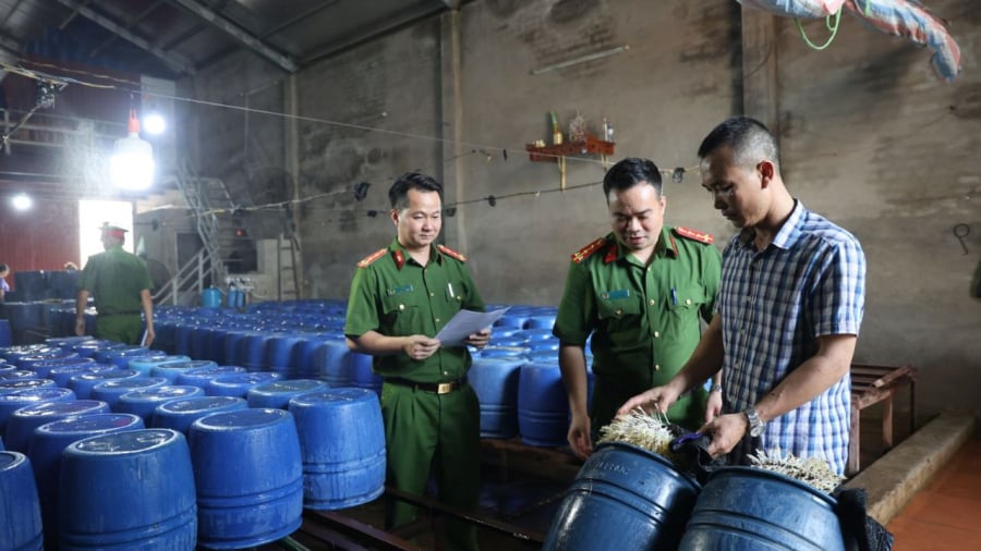 Nguyễn Văn Tân (áo kẻ) bị khởi tố