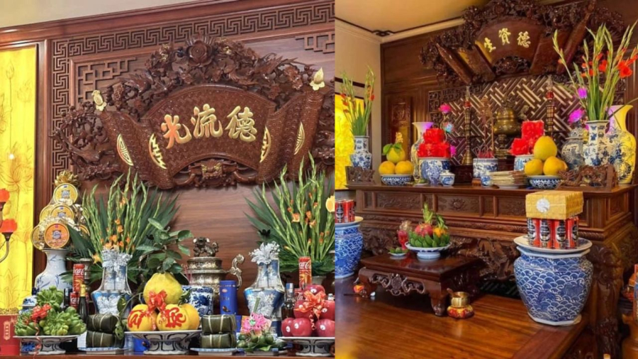 Ban thờ thơm ngát hương trầm, sạch sẽ thơm tho mùi gỗ,đồ thờ cúng báo hiệu trường khí tốt trong Shbet111 slot, casino, thể thao, xổ số