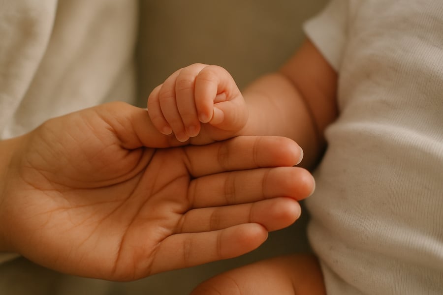 Hành động bám mẹ là cách trẻ thể hiện sự tin tưởng và cần được bảo vệ.  