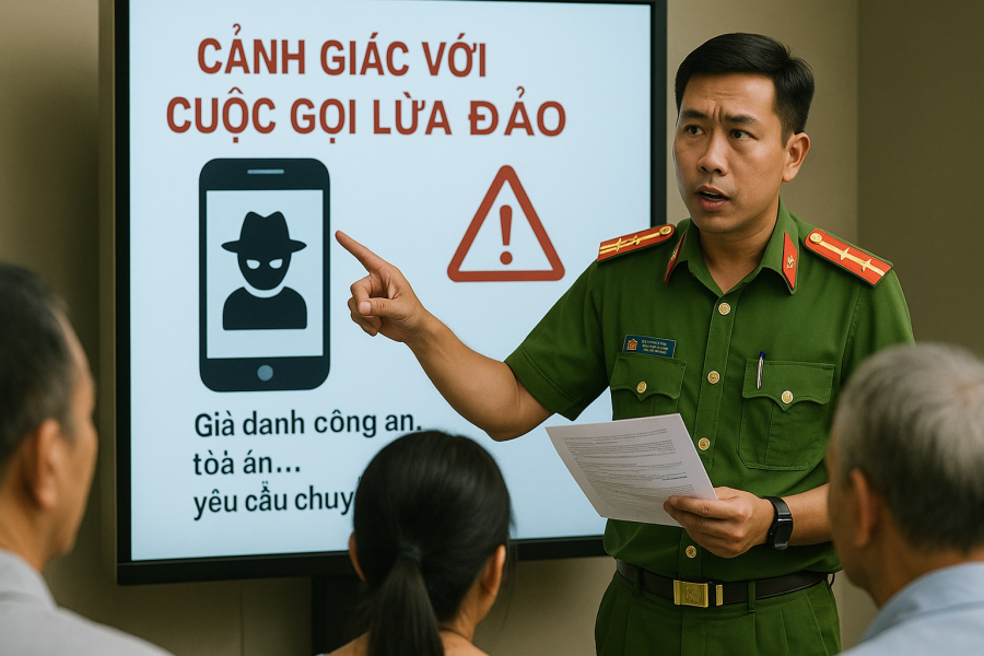 Công an khuyến cáo người dân cảnh giác với thủ đoạn lừa đảo công nghệ cao.    