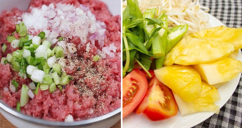Nguyên liệu nấu canh chia thịt bằm