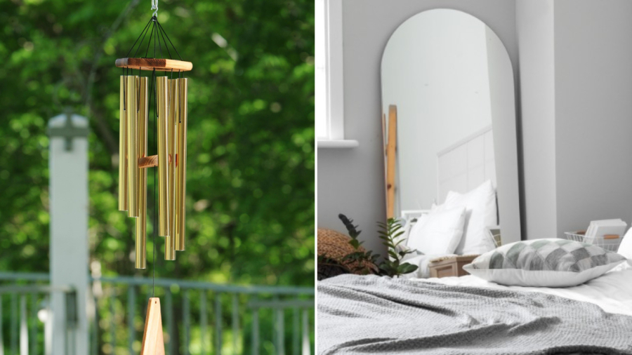 Gia chủ nên tránh các đại kỵ phong thủy phòng ngủ như treo chuông gió ở cửa sổ, để gương đối diện giường.